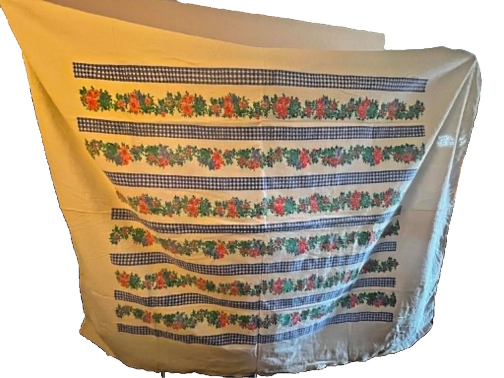 68x52" Mid Century Printed Tablecloth Blue Floral